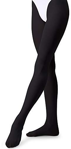 tanzdunsje Ballett Strumpfhose Kinder Tanzstrumpfhose mit Fuß für Mädchen und Damen,Schwarz S