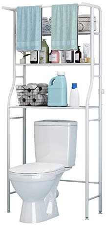 UDEAR 3-Tier Over The Toilet Rack,Bathroom Shelf Space Saver,Corner Stand Storage Organizer Accessories,The Washing Machine,with Hanging Rod,Tower Shelf,White