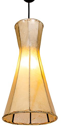 Orientalische Lampe Pendelleuchte Hängeleuchte Jinjin Beige 40cm Groß | Marokkanische Lederlampe Hennalampe Leuchte | Orient Lampen für Wohnzimmer Küche oder Hängend über den Esstisch