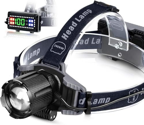 MIAOKE Stirnlampe, USB wiederaufladbare Led Stirnlampe 100000 Lumen Super Bright IPX5 Waterproof 4 Modi mit Power Indicator und Warnlicht für Erwachsene Laufen Outdoor Camping Wandern/Nachtelfen