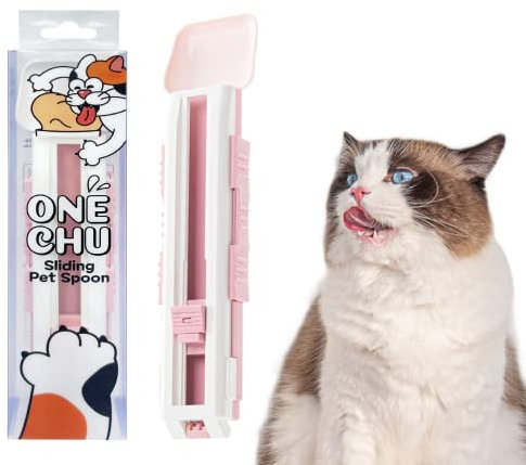 PHERMES ONECHU Schieber Katze Streifen Squeeze Löffel Paste Katze Snack Flüssigkeit Snack/Katze Streifen Löffel Haustier Snack Löffel (Pink)