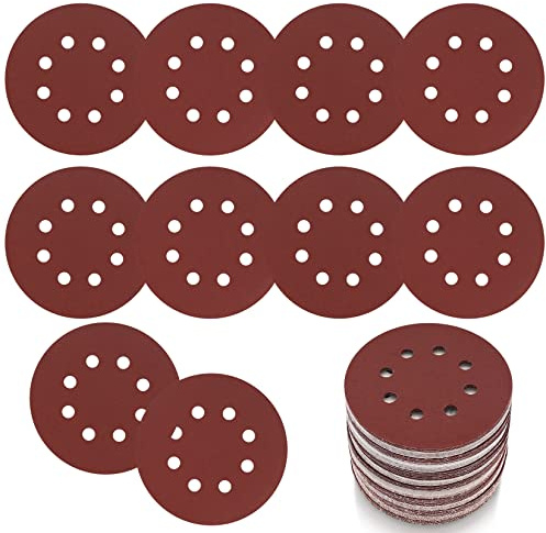 15 Stück Schleifpapier 125mm Klett, 80 Körnung Schleifscheiben, 8 Löcher Rund Klett Schleifpapier für Exzenterschleifer Holz, Metall, Farbe