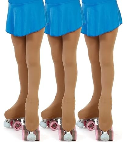 AQUILONE Collant Skating 100 Denari, Collant Bambina per Sport Pattinaggio Artistico, Calze Americane Pattinaggio in Microfibra 3D con Sagoma Copripattini - Made in Italy - 3 Paia (naturale, 12/14)