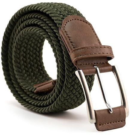CINTURONTOP Cinturón trenzado acabado en cuero, Cinturón trenzado, Cinturón tela, Cinturones ajustable, Cinturones trenzados hombres, Cinturones trenzados mujer, Ajuste flexible, 100cm