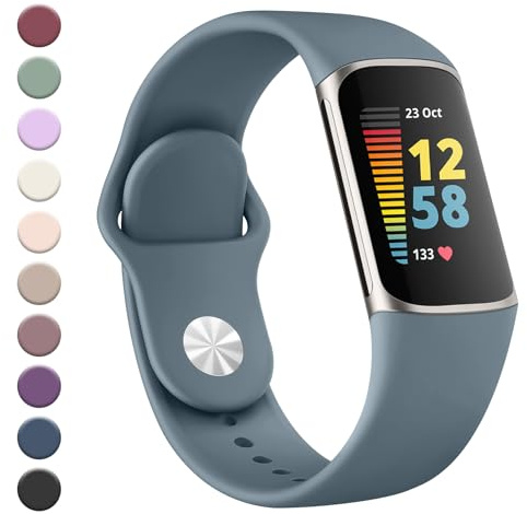 YLK Bracelet pour Fitbit Charge 5/6 - Bracelet de Montre de Sport en Silicone Amélioré pour Homme et Femme - Réglable et de Rechange