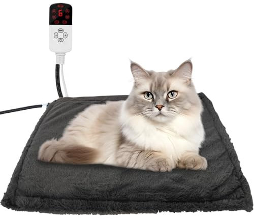 Voarge Elektrische Heizdecke für Hunde und Katzen - 9 Temperaturstufen, Waschbar, Weiche Wärmedecke für Neugeborene/Kleine Tiere, 45 x 45 cm