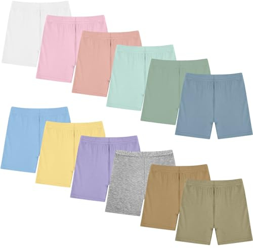 Boyiee 12 Pack Girls Shorts Toddler Bike Shorts Biker Kid Dance Gymnastics Yoga Gym Safety Active Under Dress Pants(2-3 Years,Sweet Color)