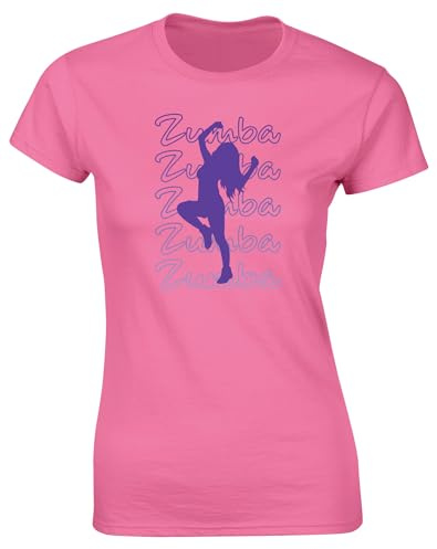 Hippowarehouse Zumba gradience Silhouette Womens Fitted Short Sleeve t-Shirt (Specific Size Guide in Description) Pink