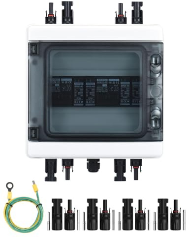 DIHOOL DC überspannungsschutz PV 2 Strings Solar Anschlusskasten für 2 * 400W Solarmodule Balkonkraftwerk, 15A 500V DC Trennschalter PV Anlage