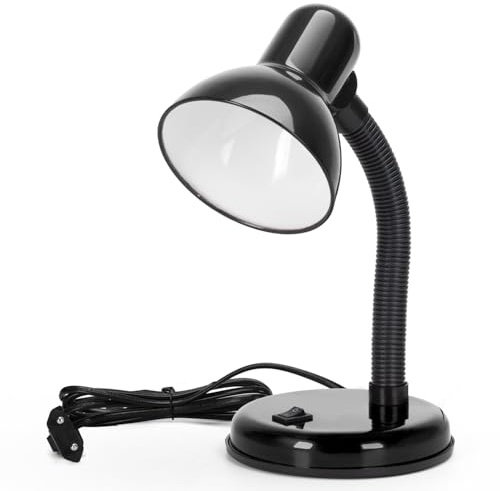 Aigostar Lampada da Scrivania Vintage, Lampada da Tavolo Compatibile con Lampadine LED Modello E27, Senza Lampadina, Max 240V, Nero, per Adolescenti, Bambini, Ragazze, Leggere, Lavorare, Studiare