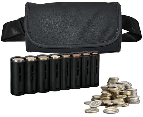 KNGNGK Tragbar Kellnertasche mit Münzspender Kellnerbörse Münzwechsler Münzbox Kellner Geldwechsler Münzsortierer Münzhalter Münzen Kleingeld Organizer Kellnergeldtasche für Taxifahrer Bar Schwarz