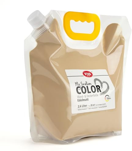 Viva Decor My Emotion Color Peinture murale et plafond 2,6 l – Sécurité chaude – Beige mat – Haut pouvoir couvrant – Inodore et anti-gouttes – Peinture intérieure pour salon, chambre à coucher et