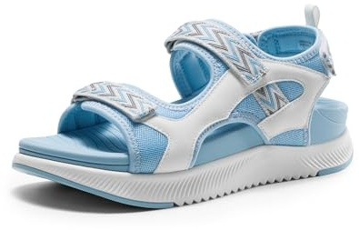 DREAM PAIRS Women's Walking Sandals Arch Support Orthopedic Recovery Hiking Sandals Thick Athletic Cushion Adjustable Strap for Plantar Fasciitis,Size 9,White/Blue,DWUMST2509