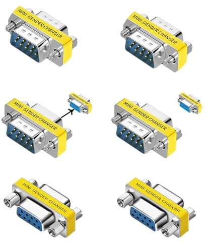 LNHCAW db9 Connector Null Modem Adapter，9-Pin Serial vga Adapter RS232 db9 Gender Changer,for Computer and Industrial Device Data Transfer (2(F-F)+2(M-F)+ 2(M-M))