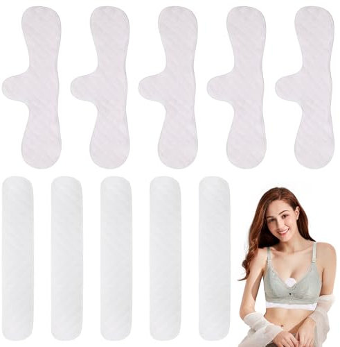 Guegine 10pcs Under Bra Sweat Liners,Under Breast Sweat Pads,Bra Liners, Nursing Pads Sweat Absorbent Pads, Reusable, for Under Bra Sweat Absorbent Pads, White