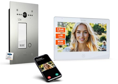 m-e ALLVISO Video Türsprechanlage, 2 Draht IP Bus, Unterputz Gegensprechanlage mit Kamera und Türöffner, 10 Monitor, kostenlose Handy App, Türklingel mit Kamera und Türöffner fürs 1 Familienhaus