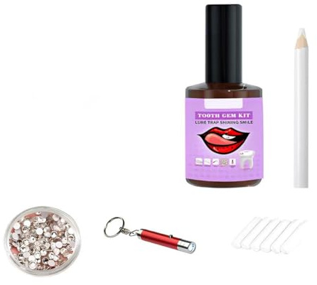 GXGM 1 Satz Zahnschmuck Set DIY Zahn Edelstein Kit Mit Kleber Zahnstein Schmuck em Kit Zahnschmuck Dekorations Set, Zahnstein Schmuck Tooth Crystal Kit, für Reflektierende Zahnverzierungs-Dekoration