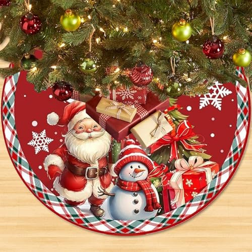 BSITSSS 90cm Falda de Árbol de Navidad, Muñeco de Nieve Falda para Arbol de Navidad, Redonda Alfombra arbol deNavidad, Base de árbol, Manta Pie ArbolNavidad, Casa Decoración para NavidadPapá Noél