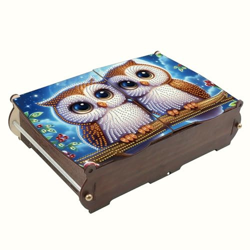 CXINLky Diamond Art Painting Aufbewahrungsbox, Diamond Art Painting Große Kapazität Box, DIY Schmuckkästchen Aufbewahrungsbox Organizer Geschenkbox-11-Eule
