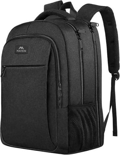 MATEIN Grande Zaino per PC 18.4 Pollici, Multitasche Zaini per Laptop, Antifurto Zaino da Viaggio per Donna Uomo, Impermeabilie Zaini Casual per Notebook, Lavoro, Regalo, Nero
