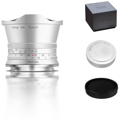 TTARTISAN Objetivo de Ojo de pez Plateado APS-C de 7,5 mm, F2.0 Z, Ultra Gran Angular para Nikon Z-Mount Z50 Z50 II ZFC Z30 Z5 Z7 Z6 II Z6 III (Bayoneta Z)