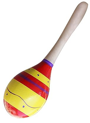 Omquot Giocattolo educativo musicale Maraca in legno per bambini, materiale sicuro, portatile per giochi per bambini, feste di compleanno (grande)