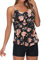 RXRXCOCO Plus Size Tankini Swimsuits for Women with Shorts Tankini Tops Tummy Control Bathing Suit, Pink Black, UK14-16=Tag Size L