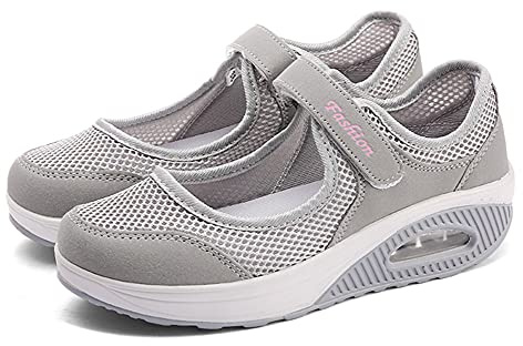 Sandalias para Mujer Malla Merceditas Plataforma Ligero Zapatillas Sneaker Casual Zapatos de Deporte Mocasines Negros Veran 38 EU