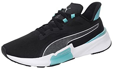 PUMA Damen PWRFrame TR Stardust WN's Gymnastikschuh, Black-Metallic Silver-Porcelain, 42.5 EU