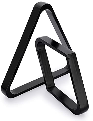 OwnMy Set of 2 Black Wooden Billiard Ball Racks Set, Vintage Solid Wood Billiard 8-Ball Triangle Rack and 9-Ball Diamond Rack Table Pool Ball Racks Set