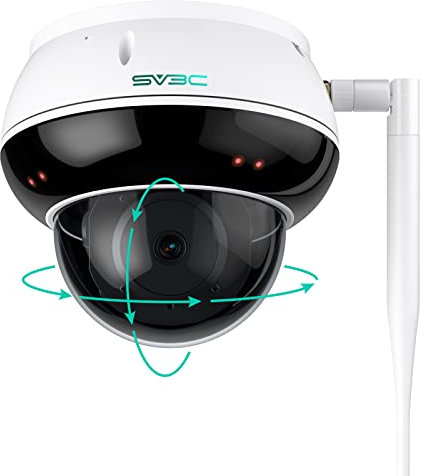 SV3C PTZ Überwachungskamera Aussen, WLAN Kabellos IP Dome Kamera, 5MP mit Auto Tracking, Infrarot Nachtsicht, 2-Wege Audio, Bewegungserkennung, Wasserdicht, RTSP, FTP, SD Card Record, Onvif, 2.4/5 GHz