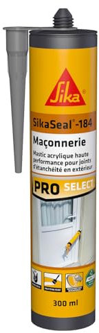 SIKA - Mastic acrylique haute performance - SikaSeal-184 Maçonnerie gris béton - Réparation de fissures - Joints d’étanchéité - Extérieur/intérieur - 300 ml