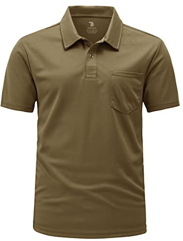 YSENTO Herren Poloshirts Kurzarm Polohemd T Shirts Golf Polo Slim Fit Tennis Polo T-Shirts mit Tasche(Braun,XL)