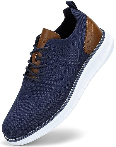 SVNKE Scarpe Oxford Uomo in Pelle Classiche Stringate Derby Basse Oxford Vintage Elegante Leggere Blu 42