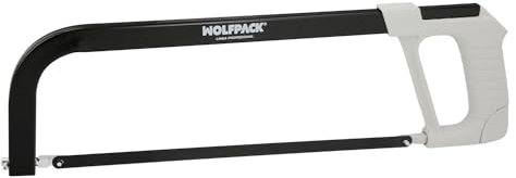 WOLFPACK LINEA PROFESIONAL Arco Sierra Acero Con Empuñadura de Aluminio Angulo Corte Ajustable. Corta Acero, Aluminio, Madera, Plastico, Cobre