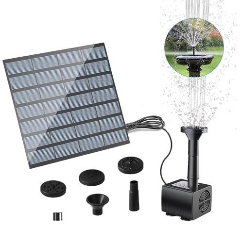 Solar Springbrunnen, 1.8W Solar Teichpumpe Solar Wasserpumpe Garten Wasserpumpe mit 4 Effekte, Solar schwimmender Fontäne Pumpe für Fisch-Behälter, Springbrunnen, Gartenteich