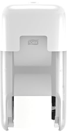 Tork OptiServe 2-Roll Coreless Toilet Paper Dispenser White T7, Vertical Dispenser, Elevation Design, 558041