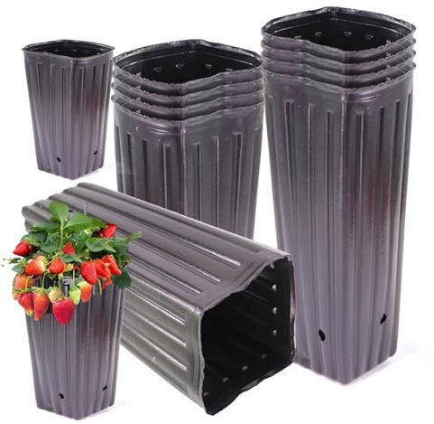 Hög fyrkantig plastbarnkammarkruka för plantor fröset med 30 tjocka svarta andningsbara planteringsväskor för jordbruk fruktträdgård träd växa 9 x 31 cm