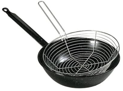 PALUPLUS Padella con Cestello per friggere, Diametro 24 cm, Rivestimento Antiaderente in Metallo, Padella Friggitrice adatta per cucina induzione -0724F