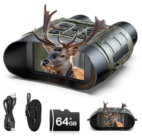 Night Vision Goggles, 112 MP 4K Night Vision Binoculars for Adults, 12X Zoom & 5000mAh Battery, 64GB Card Included, Infrared Binoculars Night Vision, Tech Gadgets Telescope for Bird Watching