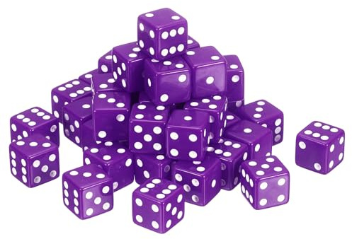 sourcing map 36Pcs 6 Sided Acrylic Dice, 19mm/0.75 Large D6 Opaque Game Dice Bulk for Table Board Games Birthday Theme Party Fun Supply, Purple