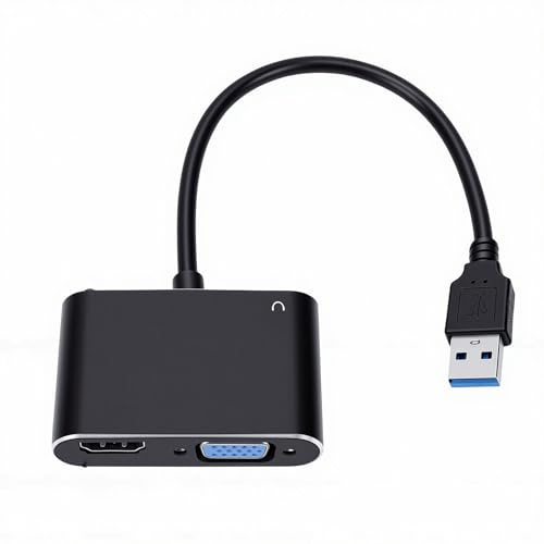 Goshyda USB Till VGA-adapter för Bildskärm, VGA Till USB-adapterkonverterare med Stöd för Dubbla Skärmar, 1920x1080P 60Hz Full HD-videoutgång för 7 8 8.1 10