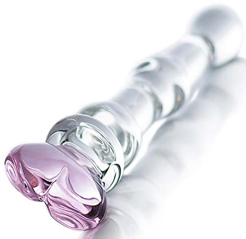 Glasdildo Anal 20.5cm ⌀3.6cm Anal Dildo dildos Butt Plug für Frauen Sex Glas Transparent Rosa Dildo Anal Analdilo für Männer Herzförmiger Griff Glatt buttplug plug analdildo sex toys G62 (Rosa)