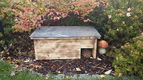 Igelhaus Igelschutz geflammt Dachpappe handgemacht Gratis Stroh 60x40x22cm