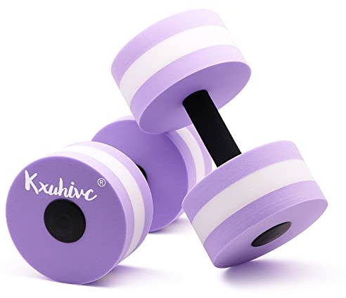 Water Dumbbells Aquatic Exercise Dumbells Water Aerobics Workouts 2PCS Foam Barbells Hand Bars Pool Resistance for Men Women Kids Weight Loss Water Sports Fitness Tool (Purple)