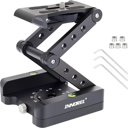 Tête de Trépied Inclinable Z-flex Alliage d'aluminium CNC Innorel MH5 Rotation Horizontale à 360 ° avec vis 1/4 et 3/8, Charge maximale: 3KG / 6.6 Livres pour Canon Nikon Sony Curseur de caméra DSRL