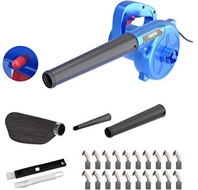 ACXZ Soplador eléctrico de Hojas y aspiradora, soplador/vacío, barredora de Mano de jardín para el Cuidado del césped, Cubierta, Ordenador, Longitud del Cable 1,4m, 1600W, Azul