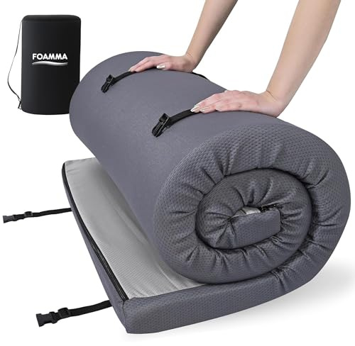 Foamma 4 x 30 x 75 High Density Roll-Up Camping Mattress with Water Resistant Zipper Cover, Foldable and Portable for Camping, RV Bunk, Tent, Guest Bed, Outdoor and Dorm, CertiPUR-US Certified Foam