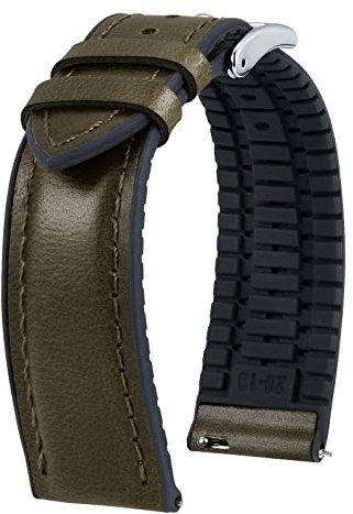 BINLUN Correas de Reloj de Cuero 14mm 16mm 18mm 19mm 20mm 21mm 22mm Correa de Reloj Piel de Liberación Rápida Cera de Aceite Cuero y Silicona Híbrido Correa de Repuesto para Hombres Mujeres 6 Colores