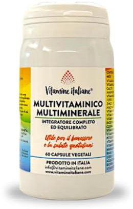 Vitamine Italiane®, Multivitaminico Completo, Vitamine e Minerali, Integratore di Vitamine A, B, C, D, E, H, Zinco, Ferro, Potassio, Acido Folico, Senza Additivi, 60 Capsule, Prodotto in Italia!